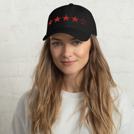 Red Stars with Outined 5th Star - Dad hat