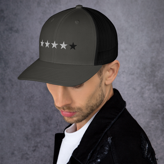 4/5 Stars (Black 5th Star) Trucker Cap, Blk Star