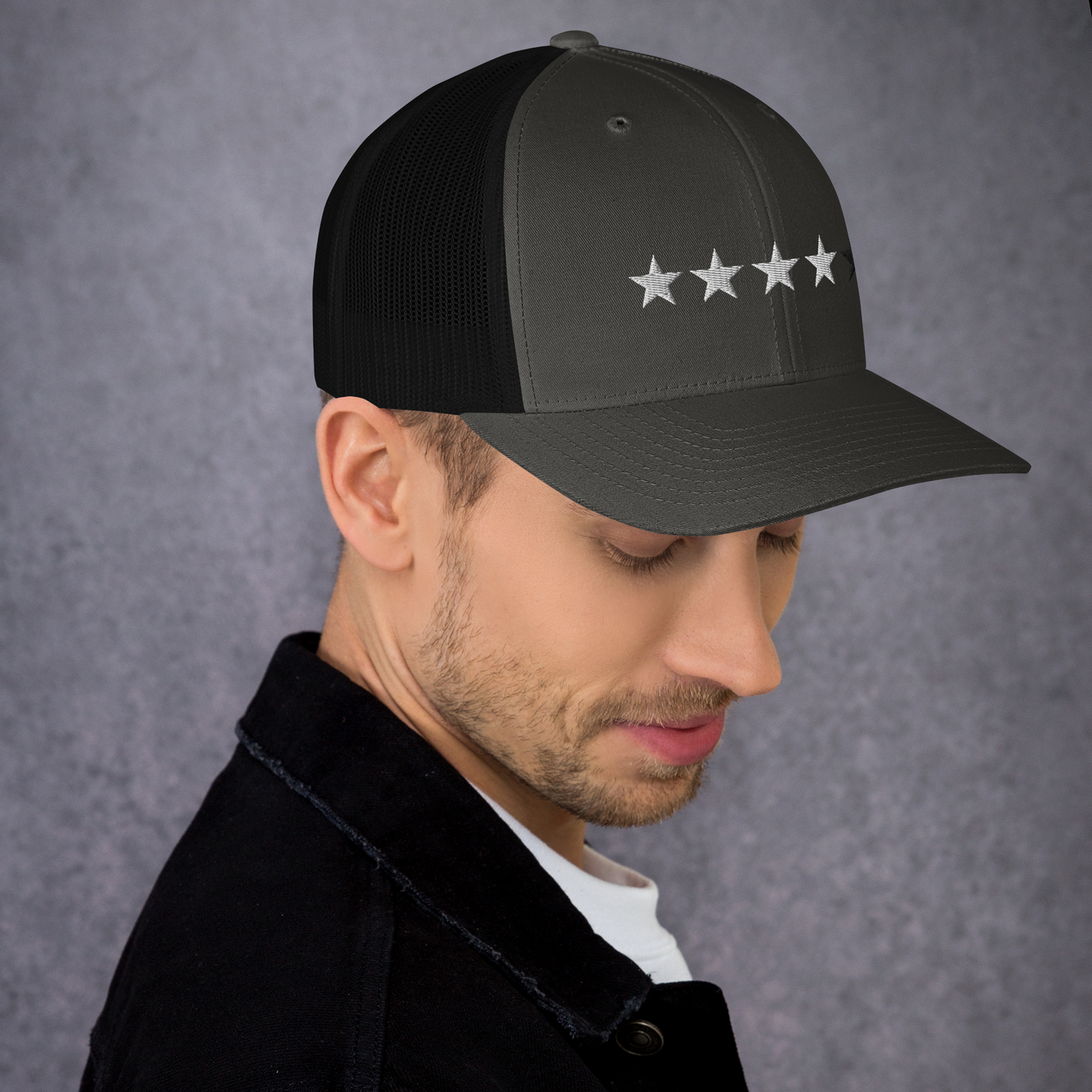 4/5 Stars (Black 5th Star) Trucker Cap, Blk Star
