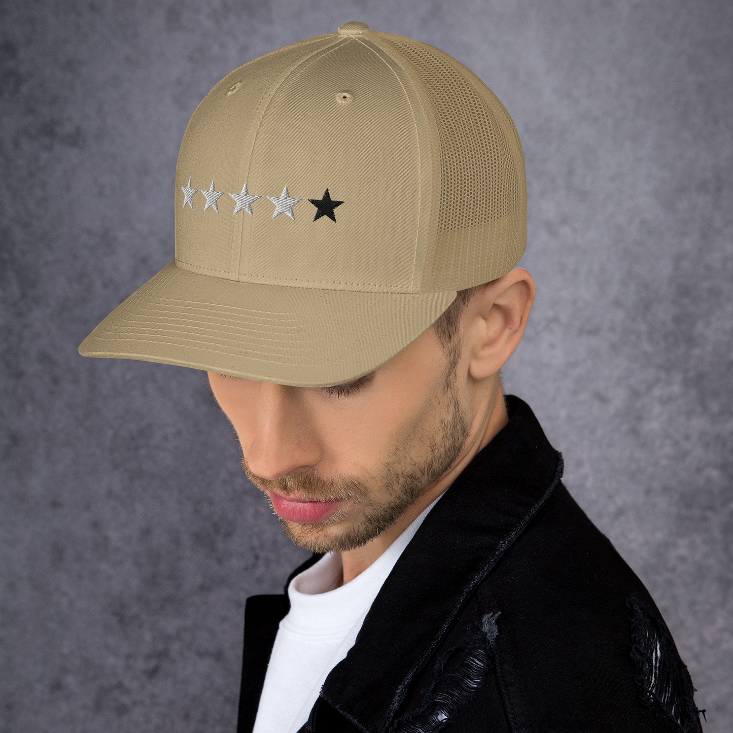 4/5 Stars (Black 5th Star) Trucker Cap, Blk Star