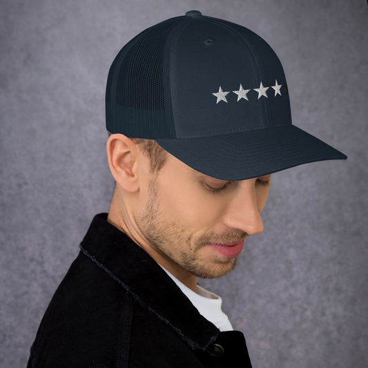 4/5 Stars (Black 5th Star) Trucker Cap, Blk Star