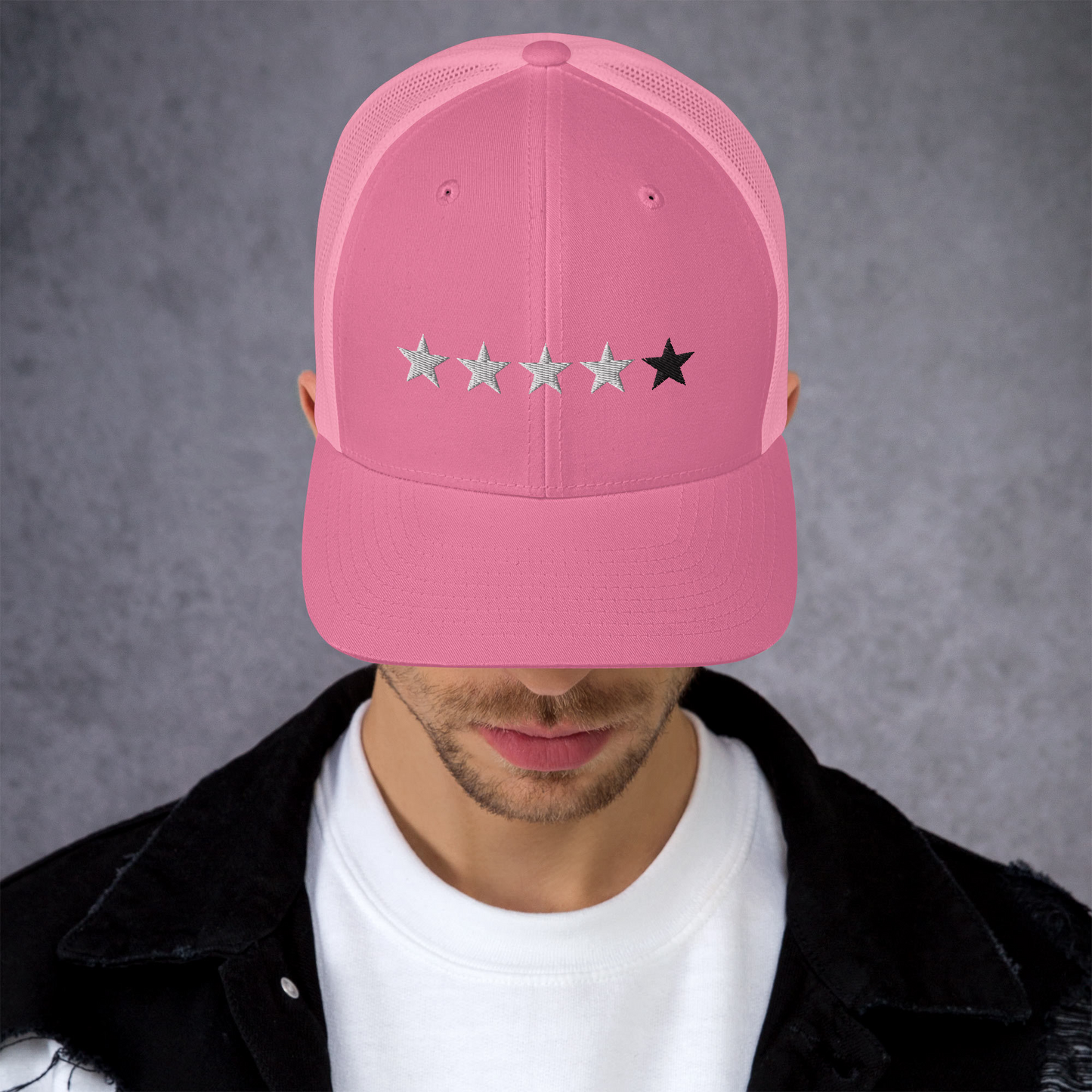4/5 Stars (Black 5th Star) Trucker Cap, Blk Star
