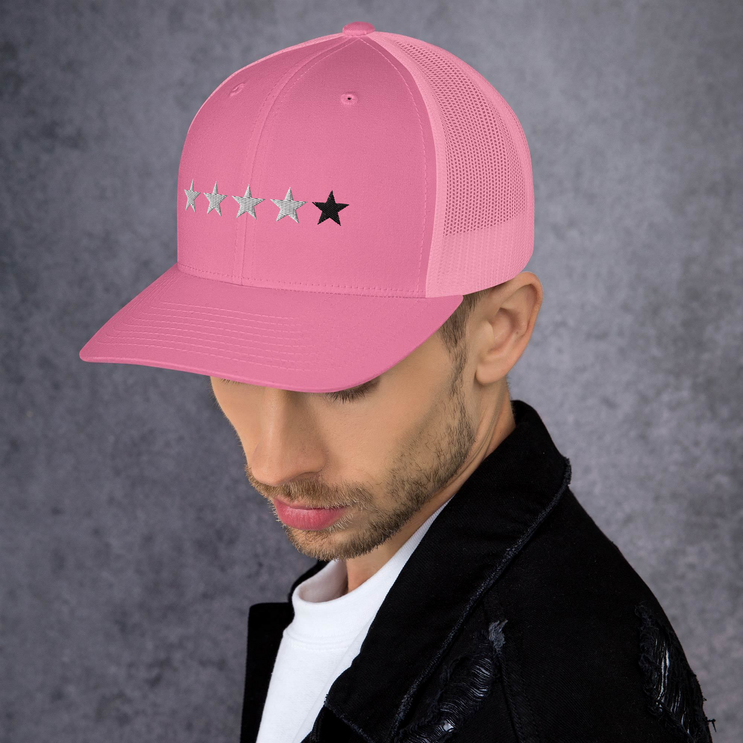 4/5 Stars (Black 5th Star) Trucker Cap, Blk Star