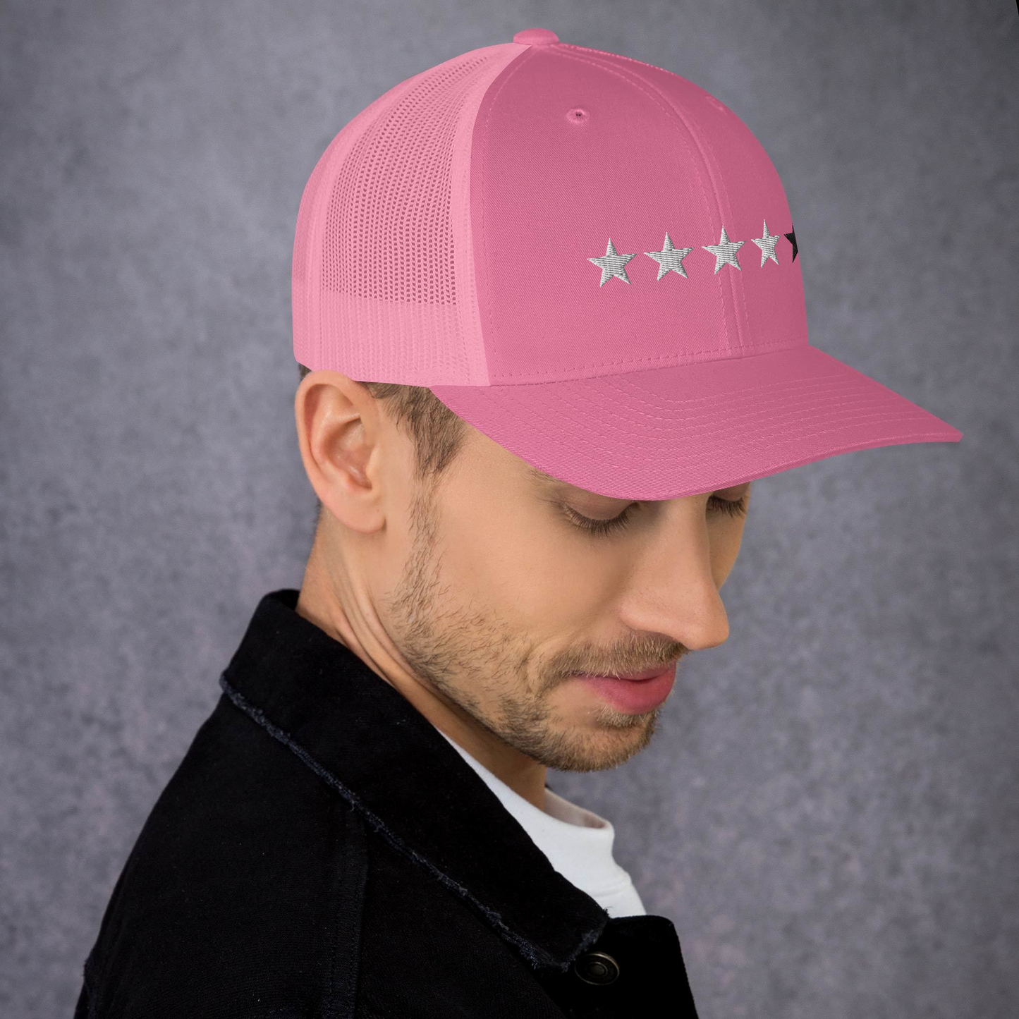 4/5 Stars (Black 5th Star) Trucker Cap, Blk Star