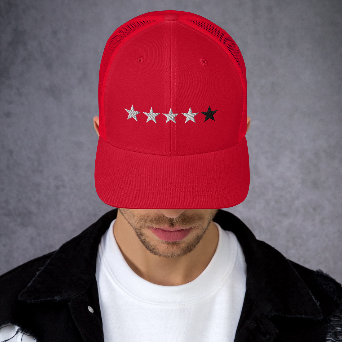 4/5 Stars (Black 5th Star) Trucker Cap, Blk Star