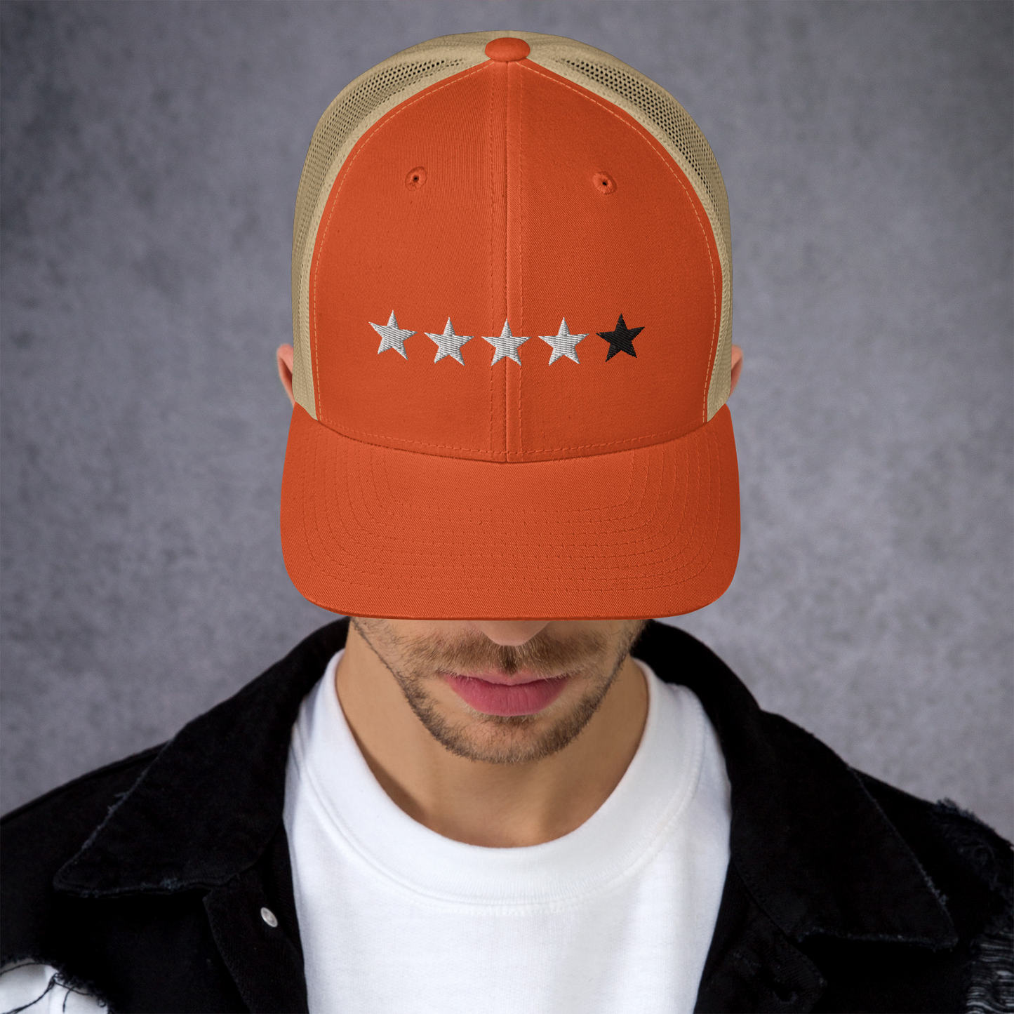 4/5 Stars (Black 5th Star) Trucker Cap, Blk Star
