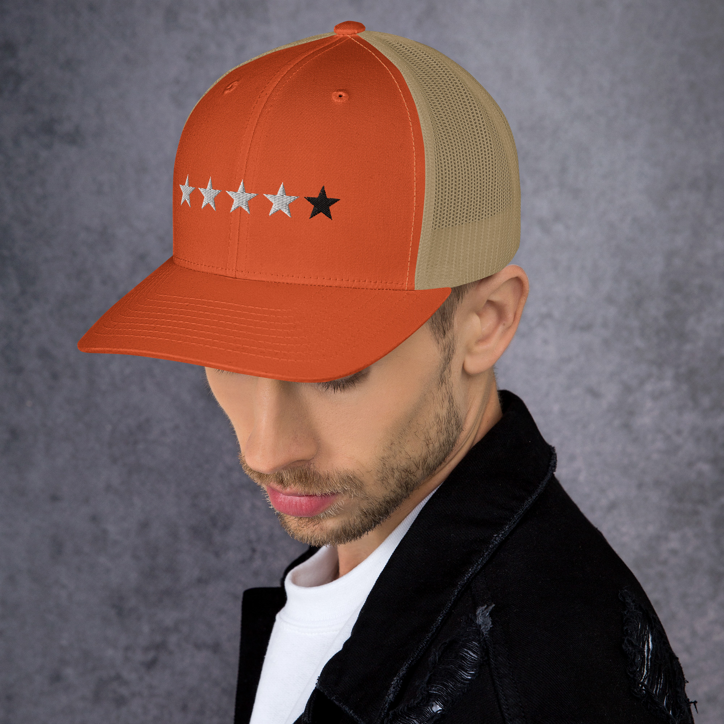 4/5 Stars (Black 5th Star) Trucker Cap, Blk Star