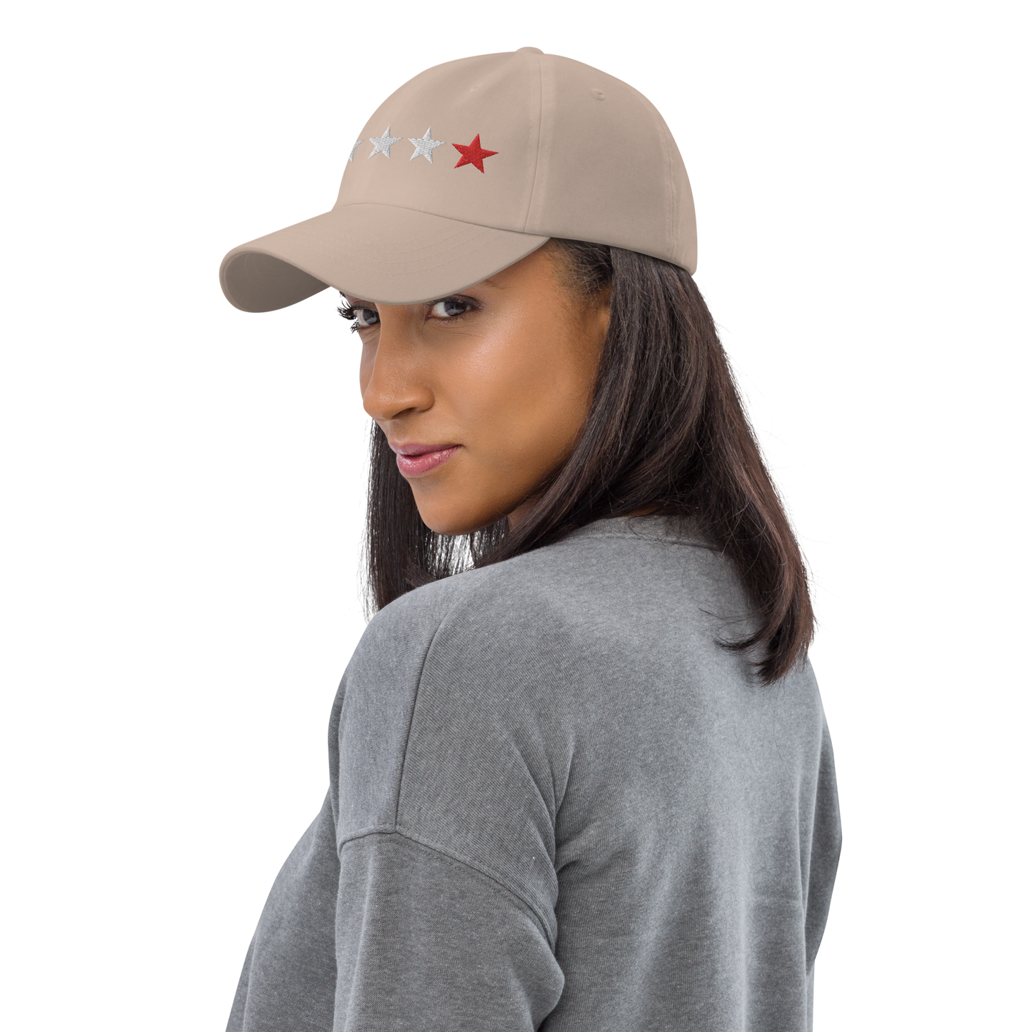 White & Red 5th Star - Dad hat