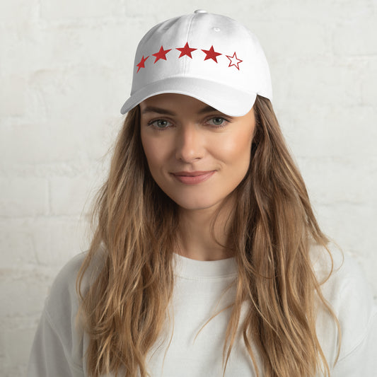 Red Stars with Outined 5th Star - Dad hat