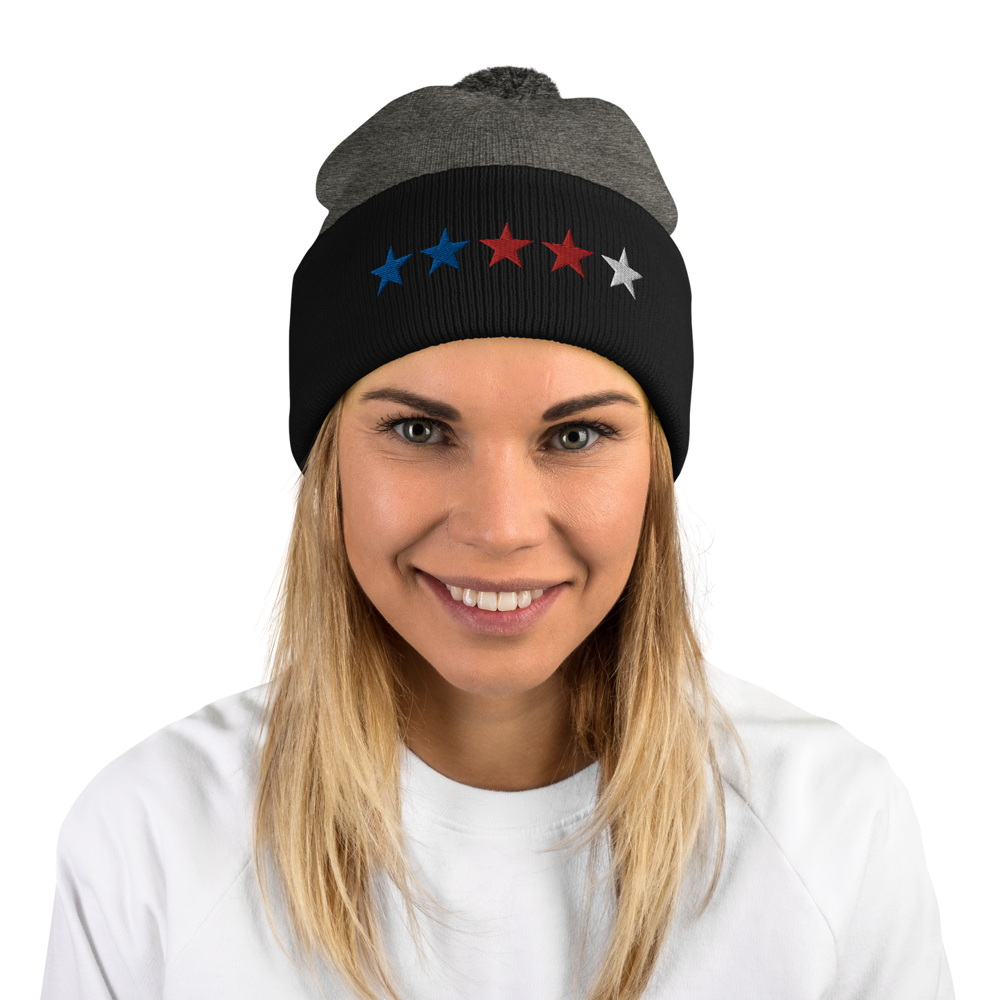 Red, White & Blue - Pom-Pom Beanie