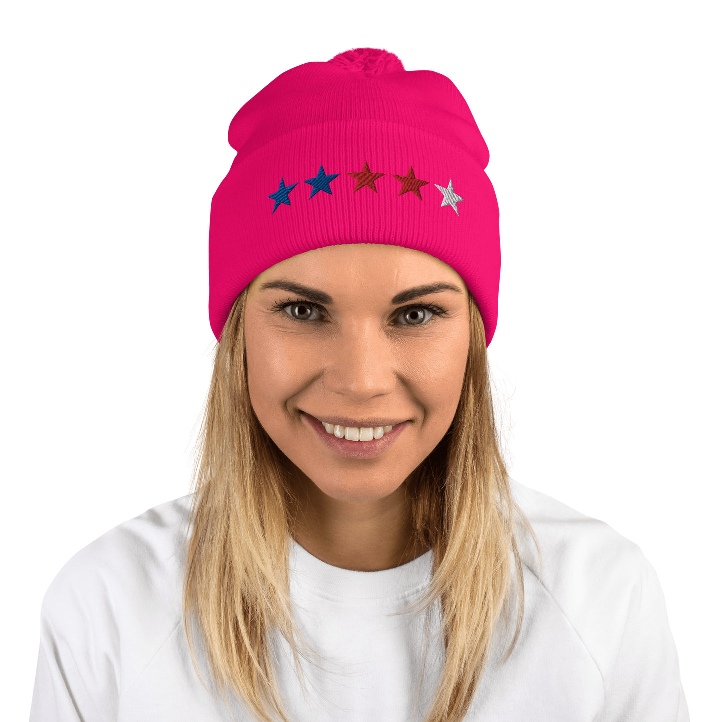 Red, White & Blue - Pom-Pom Beanie